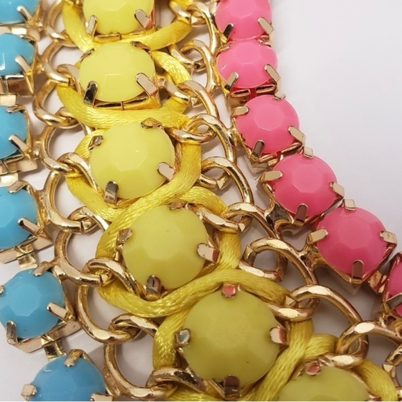 Pink, Yellow & Blue Neon Colored Statement Necklace - Picture 4 of 5